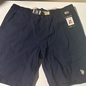 NWT U.S. Polo Assn. Navy Blue Boys' Hybrid Shorts with Contrast Webbing Belt